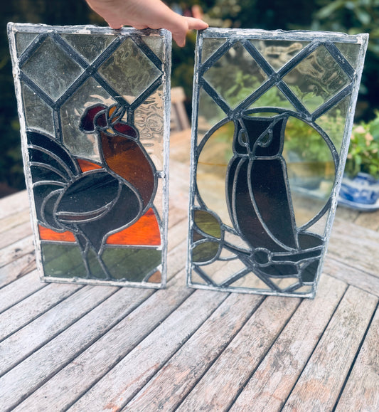 "Dawn & Dusk" - pair of old Stained Windows...